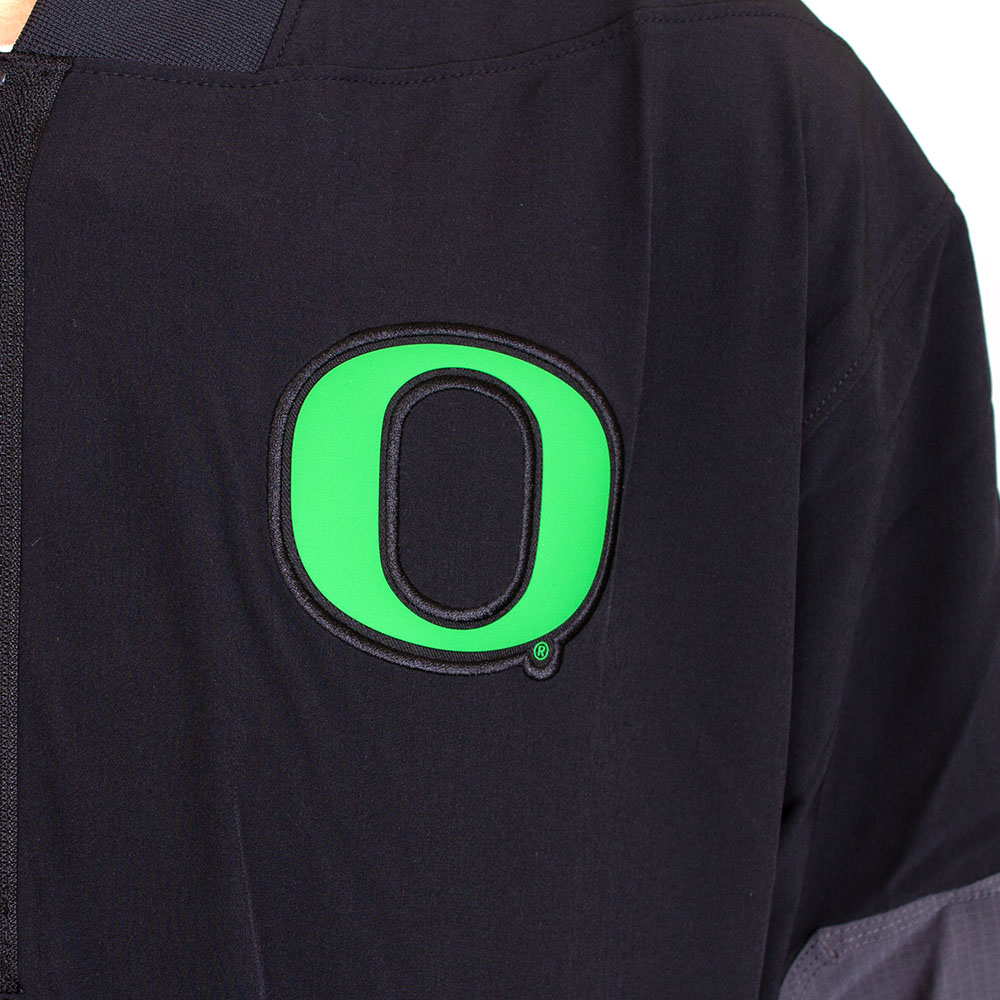 Classic Oregon O, Nike, Black, Coat/Jacket, Polyester Blend, Men, Coaches, Water Repellent, Taffeta, Sideline, Pullover, Short sleeve, 883781